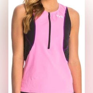 TYR Competitor Women’s Tri Singlet Athletic Tank Top Pink w/ Bra Size S